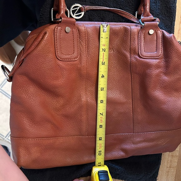 NAPPA BROWN GENUINE LEATHER MEDIUM BAG CAMEL HANDBAG DESIGNER WOMEN PURSE - Picture 10 of 10